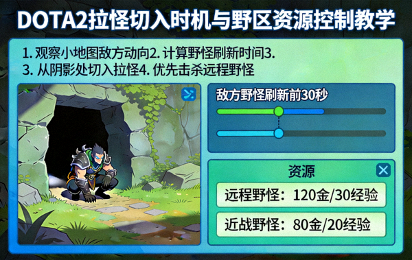 DOTA2拉怪切入时机与野区资源控制教学画面