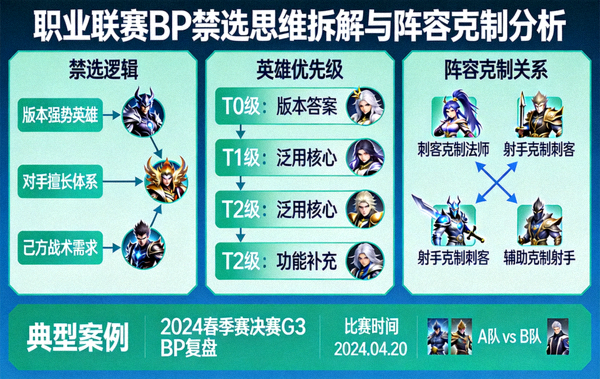 职业联赛BP禁选思维拆解与阵容克制分析画面